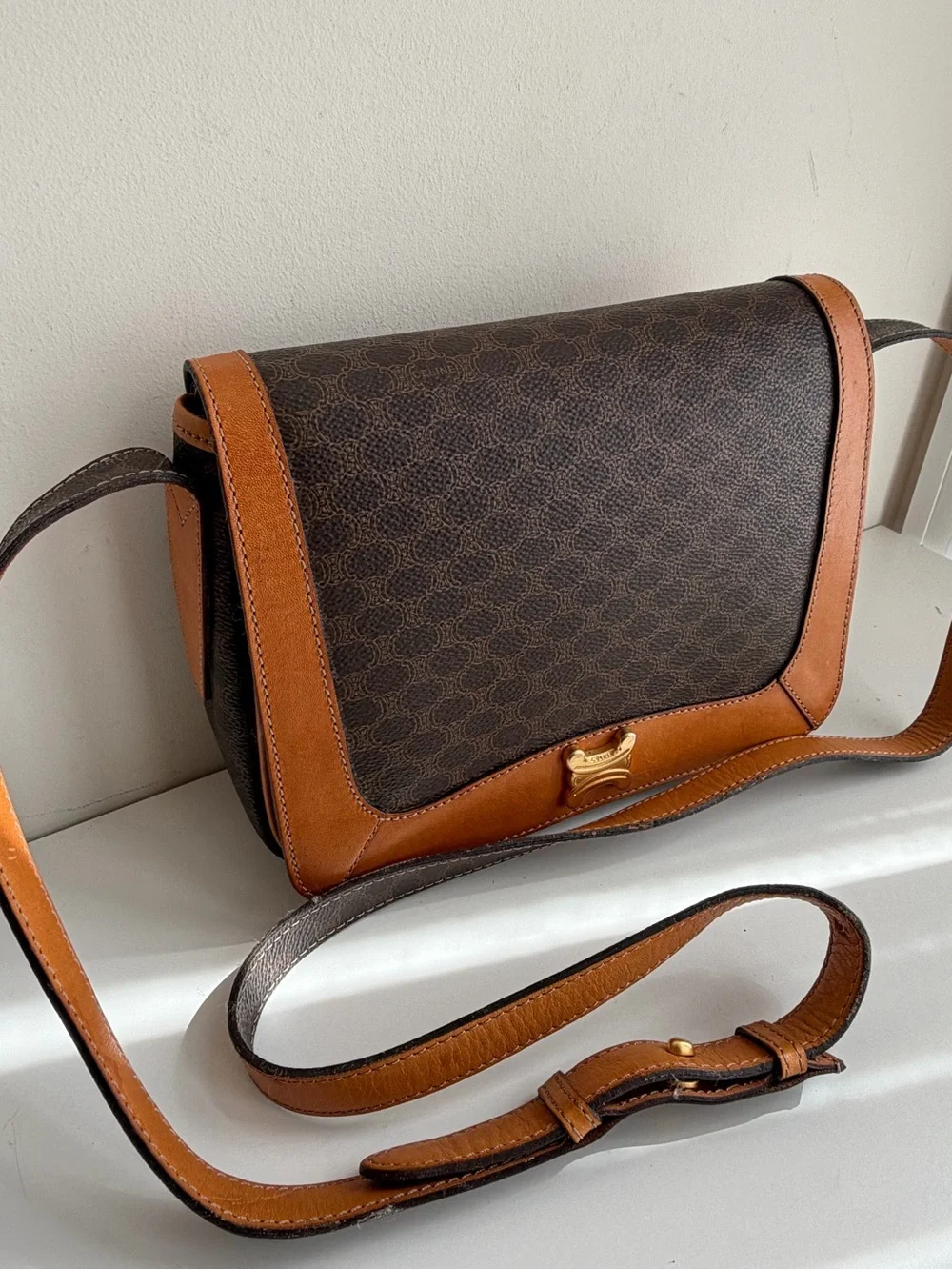 Authentic CELINE Macadam Logo Triomphe Crossbody Bag